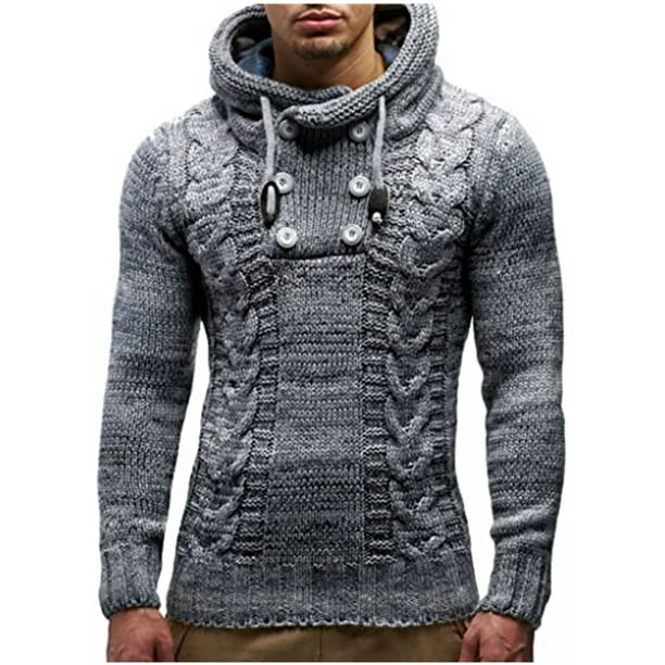 Abetteric Mens Turtleneck Knit Fall Winter Solid Long-Sleeve Pullover Sweater 